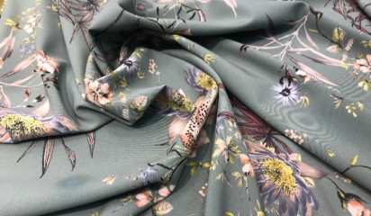 Плательная серая с цветочным принтом ПЛ-042/4