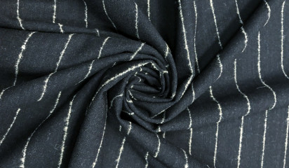 Костюмная ткань черная в полоску КМ - 12152