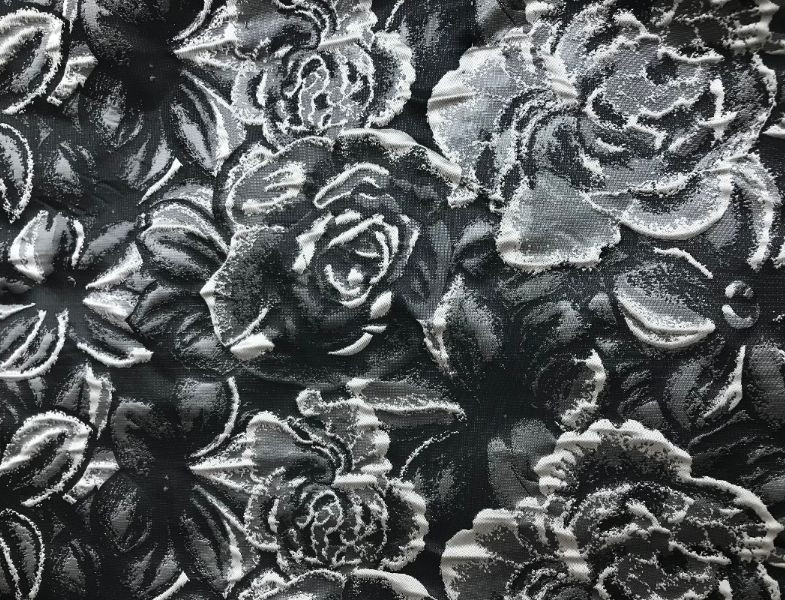 Жаккард темно-серый с крупными розами ЖК-057
