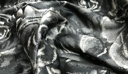 Жаккард темно-серый с крупными розами ЖК-057