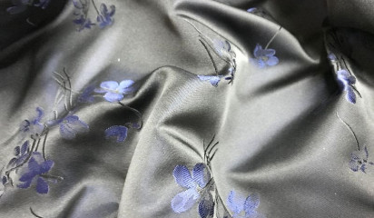 Жаккард темно-синий с цветами ЖК-094