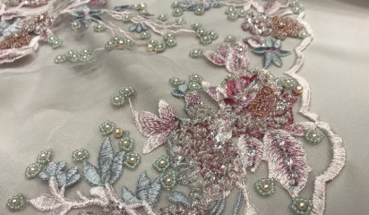Кружево расшитое розовое КР - 3479