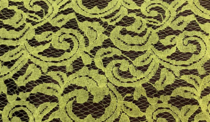 Гипюр желтый на коричневой лайкре Г- 174