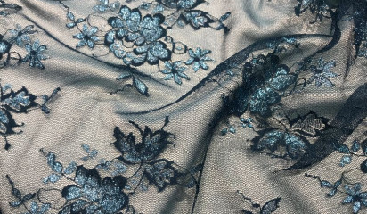 Гипюр с люрексом синий Г- 198