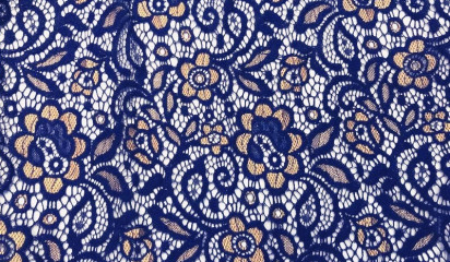 Гипюр - стрейч синий с золотым Г- 171