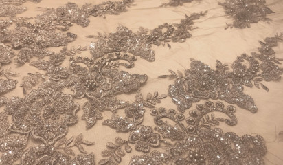 Кружево расшитое бежевое КР- 5031