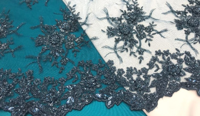 Кружево расшитое синее  КР- 132