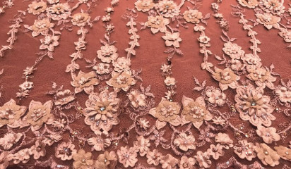 Кружево расшитое красно-коричневое КР - 427