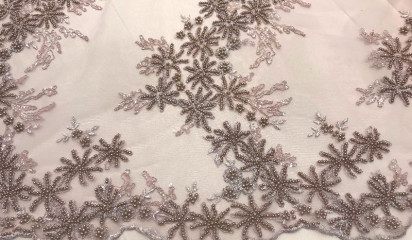 Кружево расшитое пыльно-розовое КР- 021