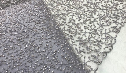 Кружево расшитое  серо-сиреневое КР-11214