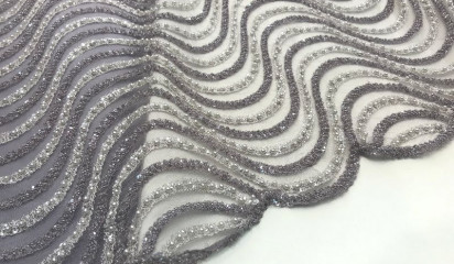 Кружево расшитое серо-фиолетовое КР- 080