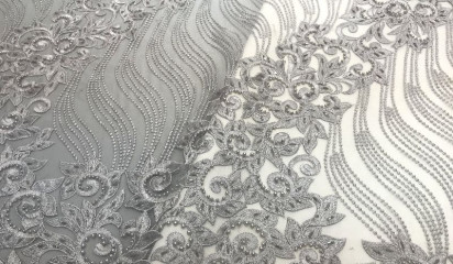 Кружево расшитое серое КР - 144