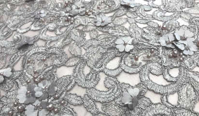 Кружево расшитое серо-фиолетовое КР - 146