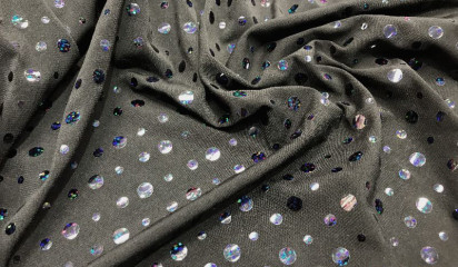 Трикотаж черный с пайетками ТР-019