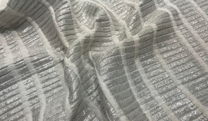 Трикотаж серебряный в белую полоску ТР-267/1