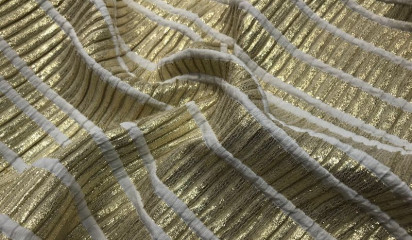 Трикотаж золотой в белую полоску ТР-267/2