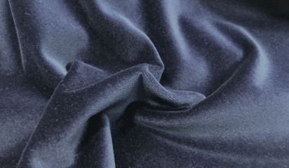 Бархат-стрейч  на хлопковой основе синий Б - 072