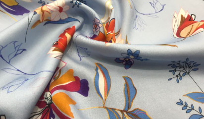 Плательная голубая с цветочным принтом ПЛ - 1361