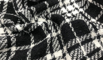 Ткань пальтовая черно-белая клетка ПТ-020