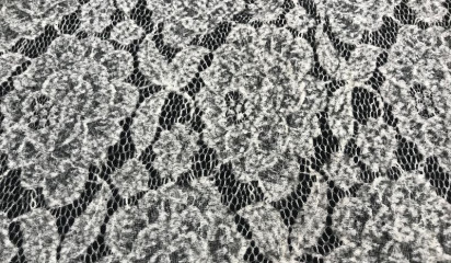 Ткань пальтовая серая с гипюром ПТ-017/1