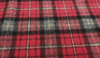 Ткань пальтовая красная в клетку ПТ-012/1