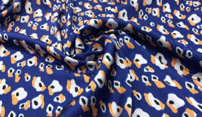 Атлас принтованный синий с мелким рисунком А - 0032/1