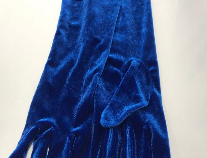 Перчатки бархатные синие