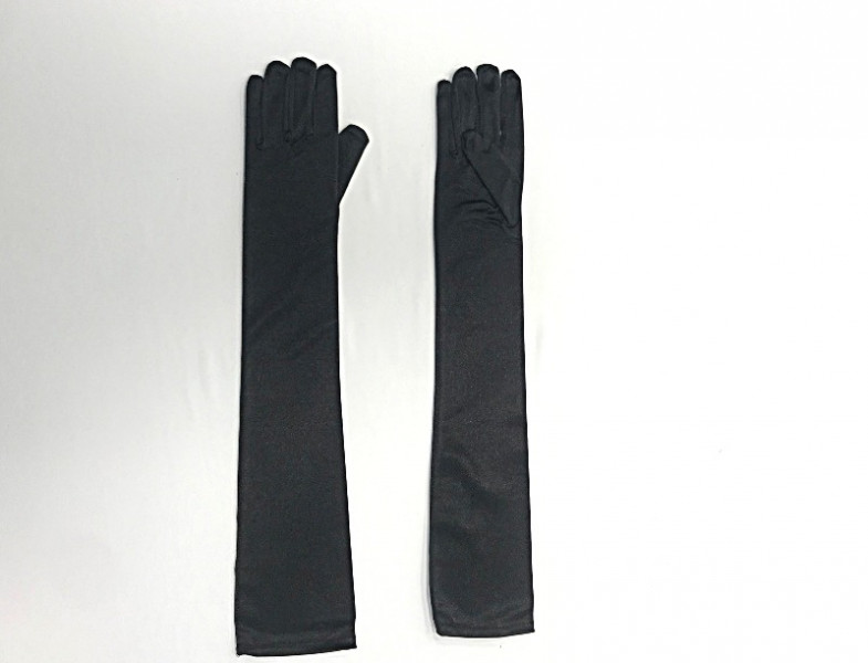 Перчатки  атласные черные  ПА_003