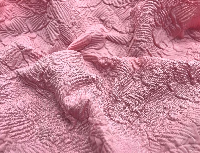 Жаккард розовый с растительным орнаментом ЖК-59208/1