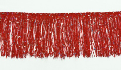 Бахрома с пайетками красная  БХ-002