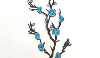 Аппликация "Ветка с голубыми цветами"  АП-008