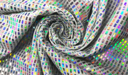 Трикотаж белый с голографическим напылением ТР-365