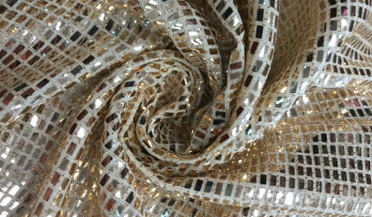 Трикотаж бежевый с золотым напылением ТР-356