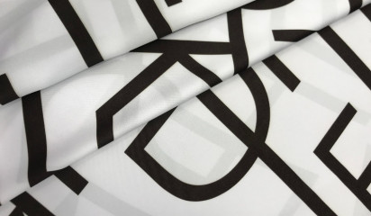 Атлас принтованный белый с черными буквами А - 249