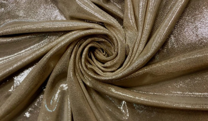 Трикотаж "Бизо" бежевый с золотым напылением ТР - 366