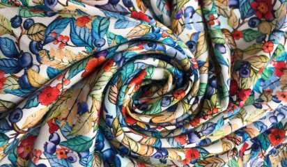 Плательная вискоза с мелким растительным принтом  ВИ - 7151