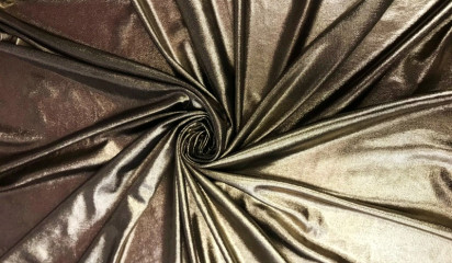 Сетка - стрейч черная с золотистым напылением С - 003