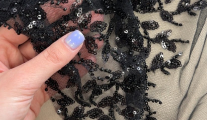 Кружево расшитое черное КР-25/3