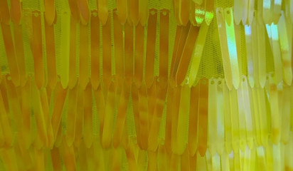 Сетка с крупными пайетками желтая С-420