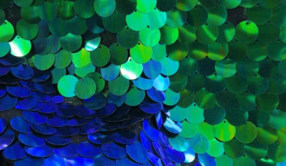 Сетка с крупными пайетками сине-зеленый С-375/4