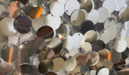 Сетка с крупными пайетками серебро С-375