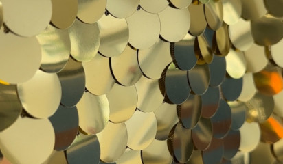 Сетка с крупными пайетками золото С-375/1