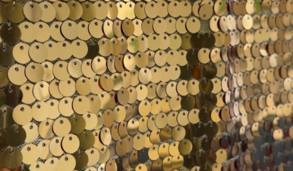 Сетка с пайетками золото С-239