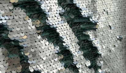 Сетка с двусторонними пайетками бирюзовая-мята С-421