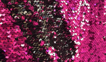 Сетка с двусторонними пайетками фуксия-черный С-251