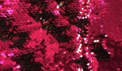 Сетка с двусторонними пайетками на лайнер фуксия-золото Л-251