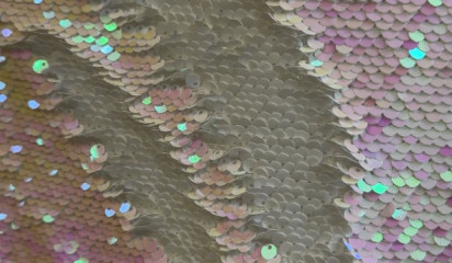 Пайетки двусторонние на лайкре белый-розовый Л-251