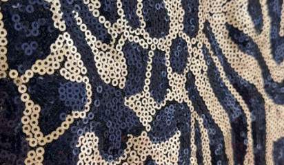 Сетка с пайетками принт золото-черный С-416