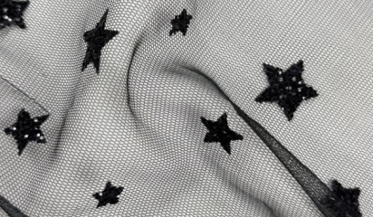 Сетка с напылением черные звезды С-358
