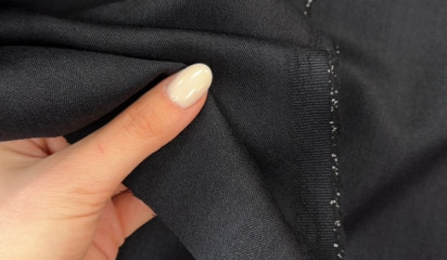 Костюмная ткань ёлочка темно-синяя КМ-10774